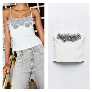 NWT Zara floral jewel camisole size S